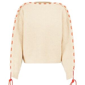Victoria Beckham Cream Sweater with Orange Accents
